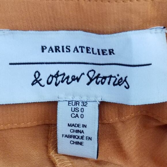 & Other Stories Womens Pants Side Button Zip Pockets High Waist Orange Size 0 - Picture 5 of 7